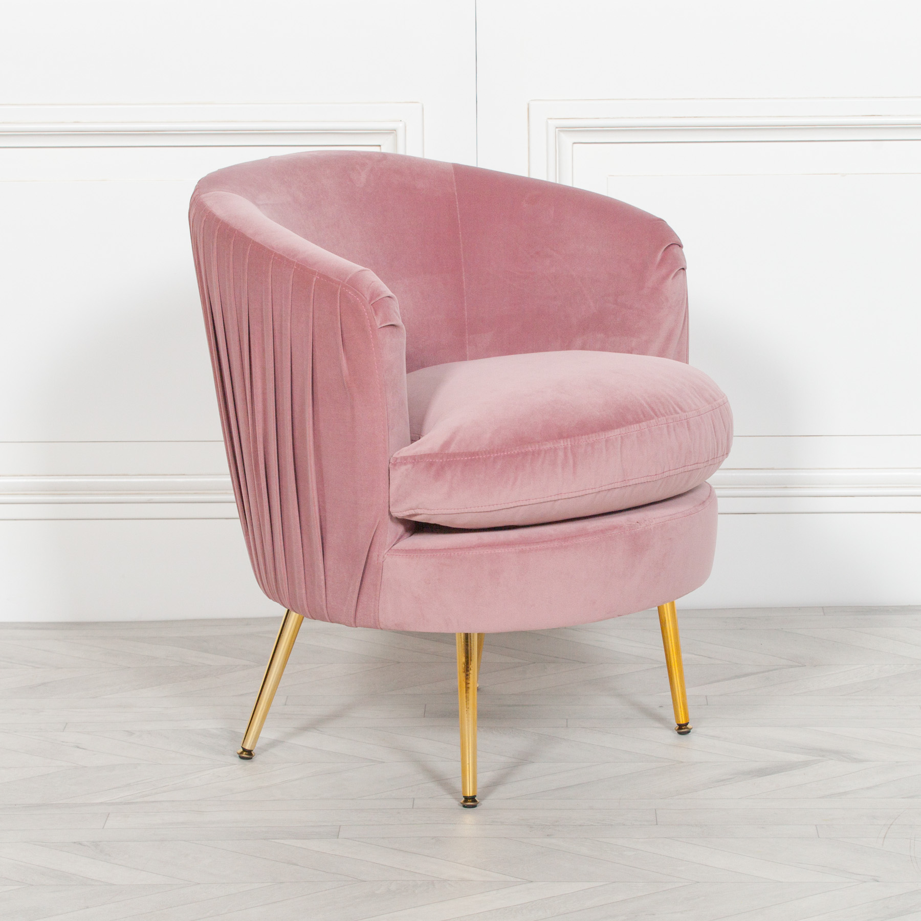 Pink Pleated Velvet Bedroom Chair - Maison Reproductions