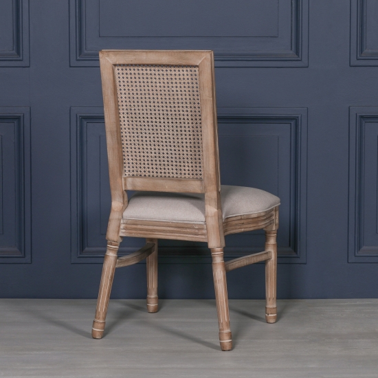 Wooden Louis Upholstered Square Rattan Back Dining Chair - Maison ...